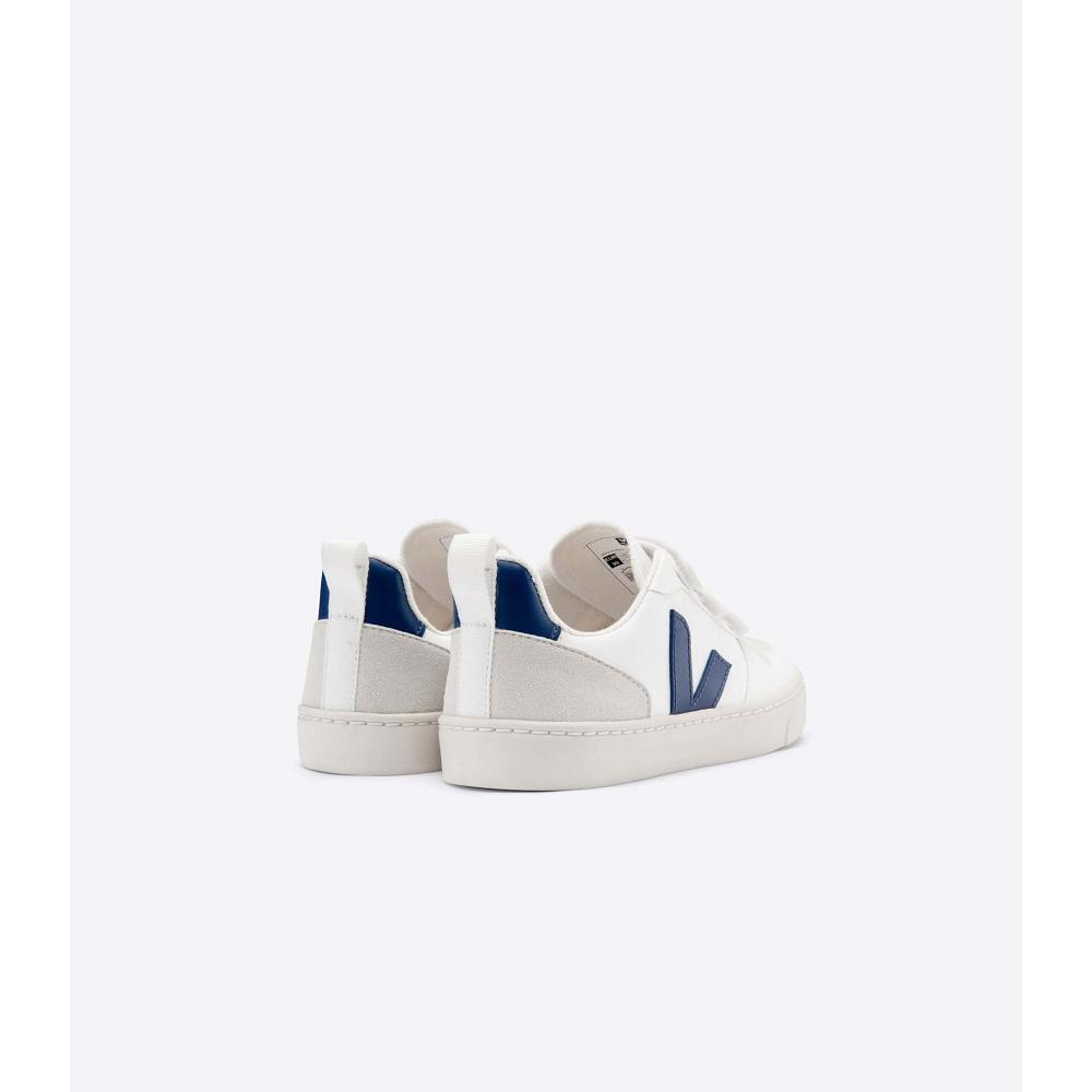 Kids' Veja V-10 CWL Shoes White/Navy | ZA 774LIS